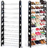 10 Tier Durable Storage Organizer 30 Pair Shoe Tower Rack Free Well-ventilated