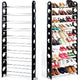 10 Tier Durable Storage Organizer 30 Pair Shoe Tower Rack Free Well-ventilated