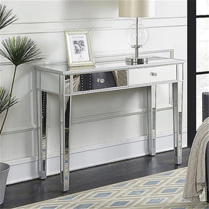 105cm Full Mirrored Ladies Dresser Makeup Table Desk Vanity for Women with 2Drawers Desk Dressing Table Desk for Make up Bedroom