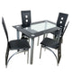 110cm Black Dining Table Set Tempered Glass Dining Table With 4pcs Chairs Bedroom Living room table Dining Table Chairs