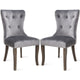 2 PCS Victorian Dining Chair Button Tufted Armless Chair Upholstered Nailhead Trim Chair Ring Pull Set Dining Room Furniture