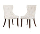 2 PCS Victorian Dining Chair Button Tufted Armless Chair Upholstered Nailhead Trim Chair Ring Pull Set Dining Room Furniture