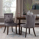 2 PCS Victorian Dining Chair Button Tufted Armless Chair Upholstered Nailhead Trim Chair Ring Pull Set Dining Room Furniture