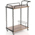 2-Tier Wood Metal Bar Cart, Indoor Serving Wine Tea Holder with Caster Wheels, Multifunctional Modern Entertainment