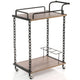 2-Tier Wood Metal Bar Cart, Indoor Serving Wine Tea Holder with Caster Wheels, Multifunctional Modern Entertainment