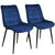 2PCS Modern Dining Chair Set Metal Legs Velvet Cushion Seat and Back for Living and Waiting Room Blue Home Funiture