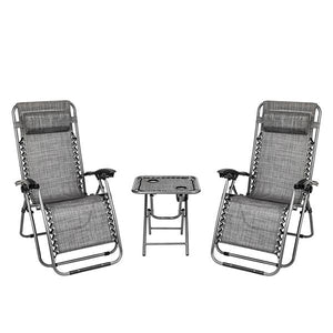 2PCS Zero Gravity Lounge Chair Grey with Portable Cup Holder Table,patio chairs outdoor chair garden furniture outdoor furniture