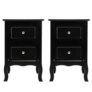 2pcsCountry Style Two-Tier Night Tables Large Size Black Made of high quality material,night stand bedroom furniture .