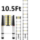 3.8m/3.2m Alloy Aluminium Ladder Telescopic Retractable Multifunctional Single Extension Ladder Foldable Drywall Home Tools