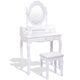 3 Drawer Mirror Makeup Dressing Table Stool Set Dresser for Bedroom Furniture Set Vanity Table HW52950
