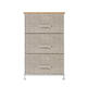 3-Tier Dresser Drawer Non-woven Drawer Rack Storage Unit Metal Frame Wooden Tabletop Shelf Storage Organizer for Home