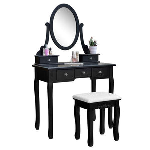 360° Rotation Single Mirror 5 Drawers Dressing Table Black High quality, vanity dresser,bedroom furniture , makeup table.
