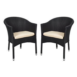 4 PCS Outdoor Rattan Chairs Patio Garden Furniture with Seat Cushions,Weave Wicker Armchair