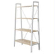 4-Tier Book Shelf, Modern Metal and Wood Wide Open Storage Shelves, Stand Bookcase for Home, Office, White