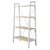 4-Tier Book Shelf, Modern Metal and Wood Wide Open Storage Shelves, Stand Bookcase for Home, Office, White