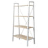 4-Tier Book Shelf, Modern Metal and Wood Wide Open Storage Shelves, Stand Bookcase for Home, Office, White