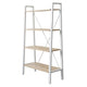 4-Tier Book Shelf, Modern Metal and Wood Wide Open Storage Shelves, Stand Bookcase for Home, Office, White