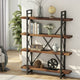 4-Tier Bookcase Shelf Industrial Style Etagere Bookcase Solid Wood Book Shelves