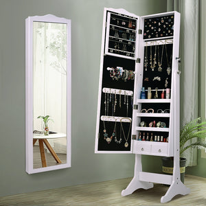 45" Wide Wall Vertical Mirrored makeup Cabinet with Mirror Door Modern Medicine Cabinet White accessories Storage Suede lining
