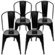4pcs Backrest Home Garden Lounge Furniture Kit Chairs Industrial Style Iron Sheet Chair Dining Stool