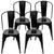 4pcs Dining Chairs Retro Industrial Style Iron Sheet Chair Black Home Restaurant Chair Back Plastic Coffee Chair