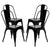 4pcs Dining Chairs Retro Industrial Style Iron Sheet Chair Black Home Restaurant Chair Back Plastic Coffee Chair