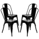 4pcs Dining Chairs Retro Industrial Style Iron Sheet Chair Black Home Restaurant Chair Back Plastic Coffee Chair