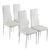 4pcs Elegant Assembled Stripping Texture High Backrest Dining Chairs White Waterproof soft Leather Chair Home Decor 40x47x98cm