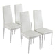 4pcs Elegant Assembled Stripping Texture High Backrest Dining Chairs White Waterproof soft Leather Chair Home Decor 40x47x98cm