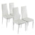 4pcs Elegant Assembled Stripping Texture High Backrest Dining Chairs White Waterproof soft Leather Chair Home Decor 40x47x98cm