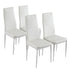 4pcs Elegant Assembled Stripping Texture High Backrest Dining Chairs White Waterproof soft Leather Chair Home Decor 40x47x98cm