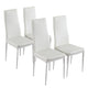 4pcs Elegant Assembled Stripping Texture High Backrest Dining Chairs White Waterproof soft Leather Chair Home Decor 40x47x98cm