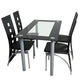 4pcs High Back Chairs +110CM Transparent Black Dining Table 8mm Tempered Glass Dining Table Set