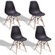 4pcs Mid Century Modern Dining Chair with Wood Leg White Black Beech Wood Legs Modern Dining Chairs Set Living Room HW58931