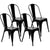 4pcs Red Steel Backrest Chairs Home Garden Lounge Furniture Kit for Cafe Gatherings Dining Stool Retro Dining Chairs