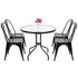 4pcs Retro Industrial Style Iron Sheet Chair Black Home Restaurant Chair E5M1