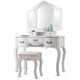 5 Drawers Folding Vintage Vanity Makeup Dressing Table Countryside Bedroom Multifunction Dresser Furniture HW59433