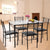 5 Pcs Dining Glass Top Table & 4 Upholstered Chairs Simple High-quality Glass Table Top Dining Room Table Chair Sets HW56030