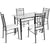 5 Pcs Tempered Glass Steel Tabletop Dining Set Modern Square Table and Chairs Dining Room Sets HW52015