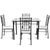 5 Pcs Tempered Glass Steel Tabletop Dining Set Modern Square Table and Chairs Dining Room Sets HW52015