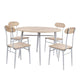 5-Piece Round Dining Set Country Style Kitchen Table and Chairs with Metal Legs，Warm in White