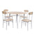 5-Piece Round Dining Set Country Style Kitchen Table and Chairs with Metal Legs，Warm in White