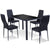 5 Pieces Metal Frame and Glass Tabletop Dining Set Glass Dining Table and  PVC leather Chairs Dining Room Furniture HW52382+