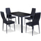 5 Pieces Metal Frame and Glass Tabletop Dining Set Glass Dining Table and  PVC leather Chairs Dining Room Furniture HW52382+