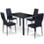 5 Pieces Metal Frame and Glass Tabletop Dining Set Glass Dining Table and  PVC leather Chairs Dining Room Furniture HW52382+
