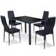 5 Pieces Metal Frame and Glass Tabletop Dining Set Glass Dining Table and  PVC leather Chairs Dining Room Furniture HW52382+