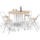 5 pcs Foldable Dining Set 1 Table and 4 Chairs Sturdy Steel Tube Frame Garden Set MDF Top Picnic Table with Wheels HW60053