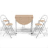 5 pcs Foldable Dining Set 1 Table and 4 Chairs Sturdy Steel Tube Frame Garden Set MDF Top Picnic Table with Wheels HW60053