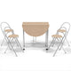 5 pcs Foldable Dining Set 1 Table and 4 Chairs Sturdy Steel Tube Frame Garden Set MDF Top Picnic Table with Wheels HW60053
