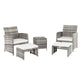 5PCS Sectional Sofa Set Living Room Garden Accent Chair Gradient Gray Single Sofa With Footstools and Coffee Table SKU24644559